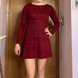 Long sleeve black and red Zara dress. Size S